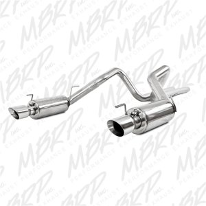 Ford Mustang Performance Exhaust - Rear - MBRP - Armor Plus Cat-Back, Dual Split Rear Exit, Street Version, T409 Stainless Steel, 3 in. tubing, 4 in. tips - `05-`09