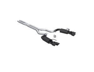 Ford Mustang Performance Exhaust - Rear - MBRP - Armor BLK Cat Back, Dual Split Rear Exit, Quad Black Tips - Black - 2024+