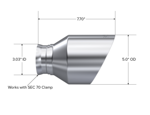 Dodge Charger Performance Exhaust - MBRP - Armor Pro Exhaust Tip, 3 in. ID, 5 in. OD, 8 in. Length, Angle Cut, Dual Wall, T304 Stainless Steel - Stainless Steel - `15-`23