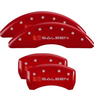 Ford Mustang Caliper Covers - Front + Rear - MGP - 4 Logo with Black Saleen Engraving - Yellow - `15-`23