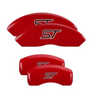 Ford Focus Caliper Covers - Front + Rear - MGP - No bolts/ST - Red - `13-`18