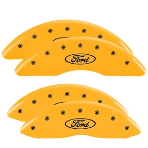 Ford F-250 Caliper Covers - Front + Rear - MGP - 4 Logo - Yellow - `13-`22