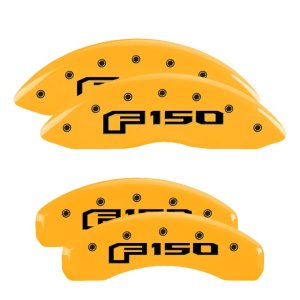 Ford Expedition Caliper Covers - Front + Rear - MGP - Engraved Black F-150 Logo - Yellow - `21-`25