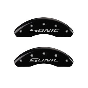 Chevrolet Sonic Caliper Covers - Front - MGP - Engraved Silver Sonic - Black - `12-`20