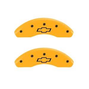 Chevrolet Spark Caliper Covers - Front - MGP - Engraved Bowtie - Yellow - `13-`15