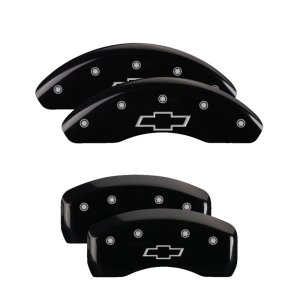 Chevrolet Malibu Caliper Covers - Front + Rear - MGP - Engraved Bowtie - Black - `13-`14