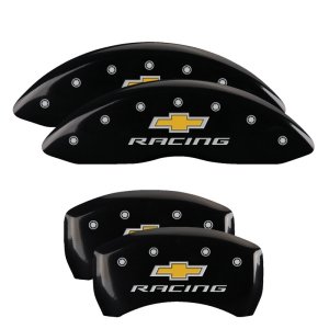Chevrolet SS Caliper Covers - Front + Rear - MGP - Engraved Chevy Racing - Black - `14-`15