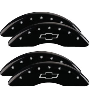 Chevrolet Silverado 2500 HD Caliper Covers - Front + Rear - MGP - Bowtie Engraved - Black - `20-`25