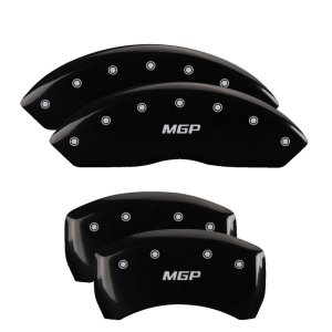 Toyota Tundra Caliper Covers - Front + Rear - MGP - Engraved, Silver Characters - Black - 2014