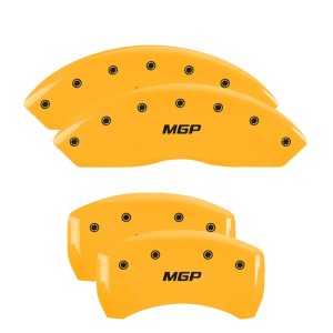 Toyota Tundra Caliper Covers - Front + Rear - MGP - Engraved MGP Yellow Finish Black Characters - Yellow - 2014