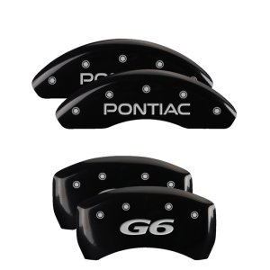 Pontiac G6 Caliper Covers - Front + Rear - MGP - Engraved Front: Pontiac - Engraved Rear: G6 - Black - `05-`10