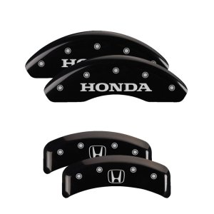 Honda Accord Caliper Covers (4) - Front + Rear - MGP - Engraved Front: Honda, Engraved Rear: H Logo - Black - `08-`12