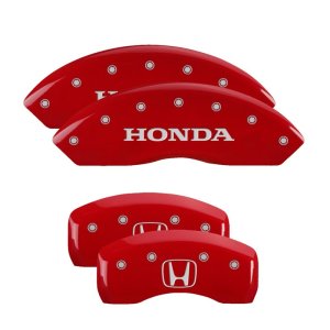Honda Accord Caliper Covers - Front + Rear - MGP - Engraved Front Honda - Engraved Rear H Logo - Red - `10-`11