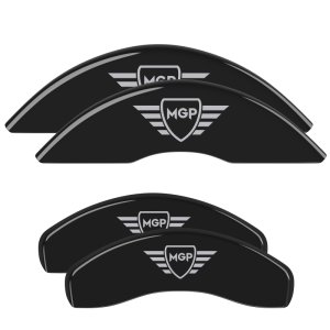 Chrysler 200 Caliper Covers - Front + Rear - MGP - Engraved Silver Characters - Black - `15-`17