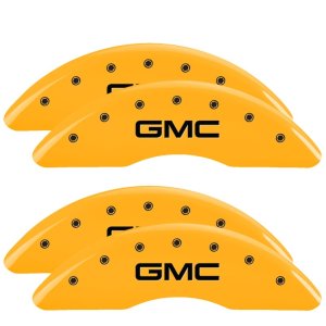 GMC Sierra Caliper Covers - Front + Rear - MGP - Engraved - Yellow - `11-`19