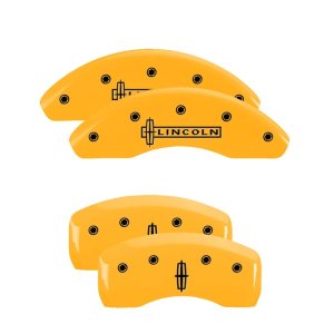 Lincoln MKZ Caliper Covers - Front + Rear - MGP - Engraved Front: Lincoln - Engraved Rear: Star Logo - Yellow - 2011