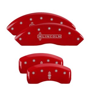 Lincoln MKZ Caliper Covers - Front + Rear - MGP - Engraved Front: Lincoln - Engraved Rear: Star logo - Red - 2020