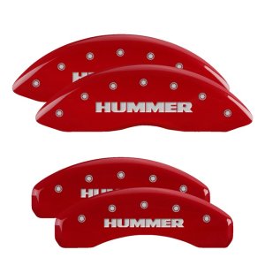 Hummer H2 Caliper Covers - Front + Rear - MGP - Engraved - Red - `03-`09