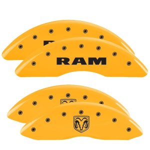 RAM 2500 Caliper Covers - Front + Rear - MGP - Engraved Front RAM / Rear RAMHEAD - Yellow - `11-`18