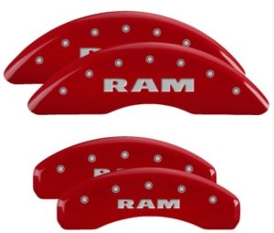 Ram 1500 Caliper Covers - Front + Rear - MGP - Engraved Silver Logo - Red - `19-`24 Ram 1500 Caliper Covers - Front + Rear - MGP - Engraved Silver Logo - Red - `19-`24