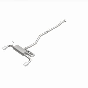 Land Rover Range Rover Evoque Performance Exhaust - Rear - Magnaflow - Touring Series Cat-Back, Dual Split Rear Exit, 2.5 in mandrel-bent piping, 4 in polished double-wall tips, Straight-Through muffler, Stainless Steel - Polished - `12-`19