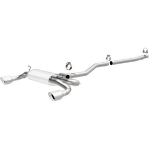 Land Rover Range Rover Evoque Performance Exhaust - Rear - Magnaflow - Touring Series Cat-Back, Dual Split Rear Exit, 2.5 in mandrel-bent piping, 4 in polished double-wall tips, Straight-Through muffler, Stainless Steel - Polished - `12-`19
