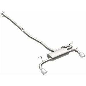 Land Rover Range Rover Evoque Performance Exhaust - Rear - Magnaflow - Touring Series Cat-Back, Dual Split Rear Exit, 2.5 in mandrel-bent piping, 4 in polished double-wall tips, Straight-Through muffler, Stainless Steel - Polished - `12-`19