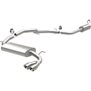 Ford Focus Performance Exhaust - Passenger Side Rear - Magnaflow - Street Series Cat-Back, Single Straight Passenger-Side Rear Exit, 2.25 in mandrel-bent piping, dual straight-through mufflers, 3 in polished dual-wall angle-cut tip, stainless steel - Poli