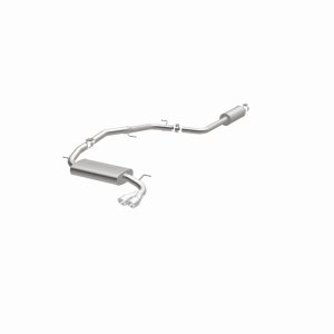 Ford Focus Performance Exhaust - Passenger Side Rear - Magnaflow - Street Series Cat-Back, Single Straight Passenger-Side Rear Exit, 2.25 in mandrel-bent piping, dual straight-through mufflers, 3 in polished dual-wall angle-cut tip, stainless steel - Poli