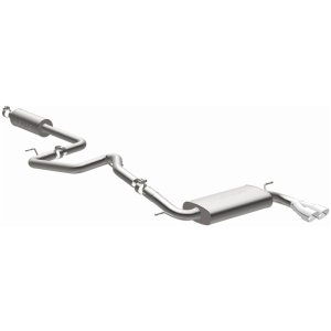Ford Focus Performance Exhaust - Passenger Side Rear - Magnaflow - Street Series Cat-Back, Single Straight Passenger-Side Rear Exit, 2.25 in mandrel-bent piping, dual straight-through mufflers, 3 in polished dual-wall angle-cut tip, stainless steel - Poli