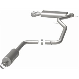 Ford Focus Performance Exhaust - Passenger Side Rear - Magnaflow - Street Series Cat-Back, Single Straight Passenger-Side Rear Exit, 2.25 in mandrel-bent piping, dual straight-through mufflers, 3 in polished dual-wall angle-cut tip, stainless steel - Poli
