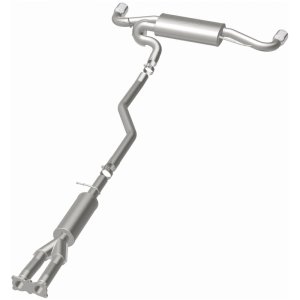 Land Rover LR2 Performance Exhaust - Rear - Magnaflow - Cat-Back, Touring Series, Dual Split Rear Exit, 2.5 in Mandrel-Bent Piping, 2 Straight-Through Mufflers, 3.5 in Polished Double-Wall Angle-Cut Tips, Stainless Steel - Polished - `08-`12
