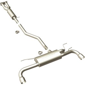 Land Rover LR2 Performance Exhaust - Rear - Magnaflow - Cat-Back, Touring Series, Dual Split Rear Exit, 2.5 in Mandrel-Bent Piping, 2 Straight-Through Mufflers, 3.5 in Polished Double-Wall Angle-Cut Tips, Stainless Steel - Polished - `08-`12