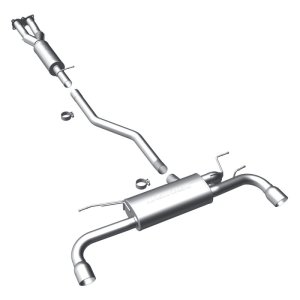 Land Rover LR2 Performance Exhaust - Rear - Magnaflow - Cat-Back, Touring Series, Dual Split Rear Exit, 2.5 in Mandrel-Bent Piping, 2 Straight-Through Mufflers, 3.5 in Polished Double-Wall Angle-Cut Tips, Stainless Steel - Polished - `08-`12