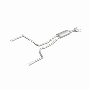 Land Rover Range Rover Sport Performance Exhaust - Rear - Magnaflow - Touring Series Cat-Back, Dual Split Rear Exit, 2.5 in mandrel-bent piping, Straight-Through muffler, 3.5 in polished double-wall angle-cut tips, stainless steel, moderate exterior/mild 