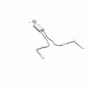 Land Rover Range Rover Sport Performance Exhaust - Rear - Magnaflow - Touring Series Cat-Back, Dual Split Rear Exit, 2.5 in mandrel-bent piping, Straight-Through muffler, 3.5 in polished double-wall angle-cut tips, stainless steel, moderate exterior/mild 