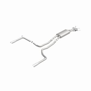 Land Rover Range Rover Sport Performance Exhaust - Rear - Magnaflow - Touring Series Cat-Back, Dual Split Rear Exit, 2.5 in mandrel-bent piping, Straight-Through muffler, 3.5 in polished double-wall angle-cut tips, stainless steel, moderate exterior/mild 