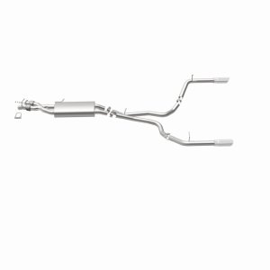 Land Rover Range Rover Sport Performance Exhaust - Rear - Magnaflow - Touring Series Cat-Back, Dual Split Rear Exit, 2.5 in mandrel-bent piping, Straight-Through muffler, 3.5 in polished double-wall angle-cut tips, stainless steel, moderate exterior/mild 