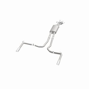 Land Rover Range Rover Sport Performance Exhaust - Rear - Magnaflow - Touring Series Cat-Back, Dual Split Rear Exit, 2.5 in mandrel-bent piping, Straight-Through muffler, 3.5 in polished double-wall angle-cut tips, stainless steel, moderate exterior/mild 