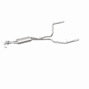 Land Rover Range Rover Sport Performance Exhaust - Rear - Magnaflow - Touring Series Cat-Back, Dual Split Rear Exit, 2.5 in mandrel-bent piping, Straight-Through muffler, 3.5 in polished double-wall angle-cut tips, stainless steel, moderate exterior/mild 