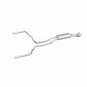 Land Rover Range Rover Sport Performance Exhaust - Rear - Magnaflow - Touring Series Cat-Back, Dual Split Rear Exit, 2.5 in mandrel-bent piping, Straight-Through muffler, 3.5 in polished double-wall angle-cut tips, stainless steel, moderate exterior/mild 