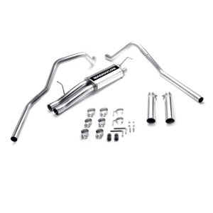 GMC 2500HD Performance Exhaust - Rear - Magnaflow - Cat Back, Street Series, Dual Split Rear Exit, Single Wall Angle Cut Rolled Edge Tips - Polished - 2003