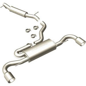 Audi TT Quattro Performance Exhaust - Dual Split Rear - Magnaflow - Cat Back, 2.5in. Mandrel Bent, Dual Split Rear Exit, 4in. Polished Welded Double Wall Angle Cut Rolled Edge tips - `08-`09