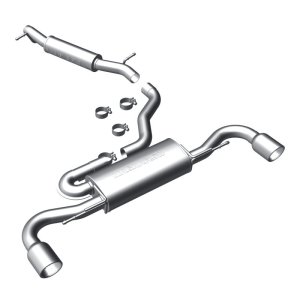 Audi TT Quattro Performance Exhaust - Dual Split Rear - Magnaflow - Cat Back, 2.5in. Mandrel Bent, Dual Split Rear Exit, 4in. Polished Welded Double Wall Angle Cut Rolled Edge tips - `08-`09