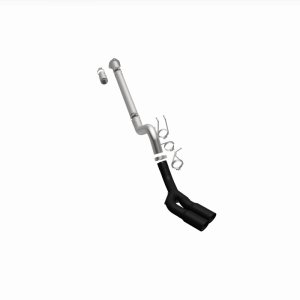 Ford F-250 Performance Exhaust - Rear - Magnaflow - DPF Back, Dual Same Side Behind Passenger Rear Tire, 5in. Black Coated Welded-On Single Wall Angle Cut Rolled Edge tips - Black - `08-`25