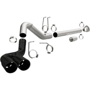 Ford F-250 Performance Exhaust - Rear - Magnaflow - DPF Back, Dual Same Side Behind Passenger Rear Tire, 5in. Black Coated Welded-On Single Wall Angle Cut Rolled Edge tips - Black - `08-`25