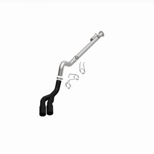 Ford F-450 Performance Exhaust - Rear - Magnaflow - DPF Back, Dual Same Side Behind Passenger Rear Tire, 5in. Black Coated Welded-On Single Wall Angle Cut Rolled Edge tips - Black - `08-`25