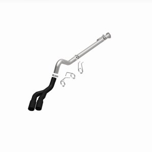 Ford F-450 Performance Exhaust - Rear - Magnaflow - DPF Back, Dual Same Side Behind Passenger Rear Tire, 5in. Black Coated Welded-On Single Wall Angle Cut Rolled Edge tips - Black - `08-`25