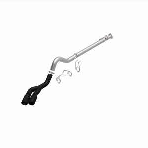 Ford F-450 Performance Exhaust - Rear - Magnaflow - DPF Back, Dual Same Side Behind Passenger Rear Tire, 5in. Black Coated Welded-On Single Wall Angle Cut Rolled Edge tips - Black - `08-`25