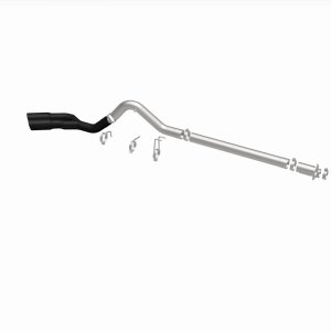 Ford F-450 Performance Exhaust - Rear - Magnaflow - DPF Back, Dual Same Side Behind Passenger Rear Tire, 5in. Black Coated Welded-On Single Wall Angle Cut Rolled Edge tips - Black - `08-`25
